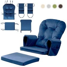 Soft Glider Rocking Chair Cushion Set Velvet Cotton Ottoman Pad for Baby Nursery
