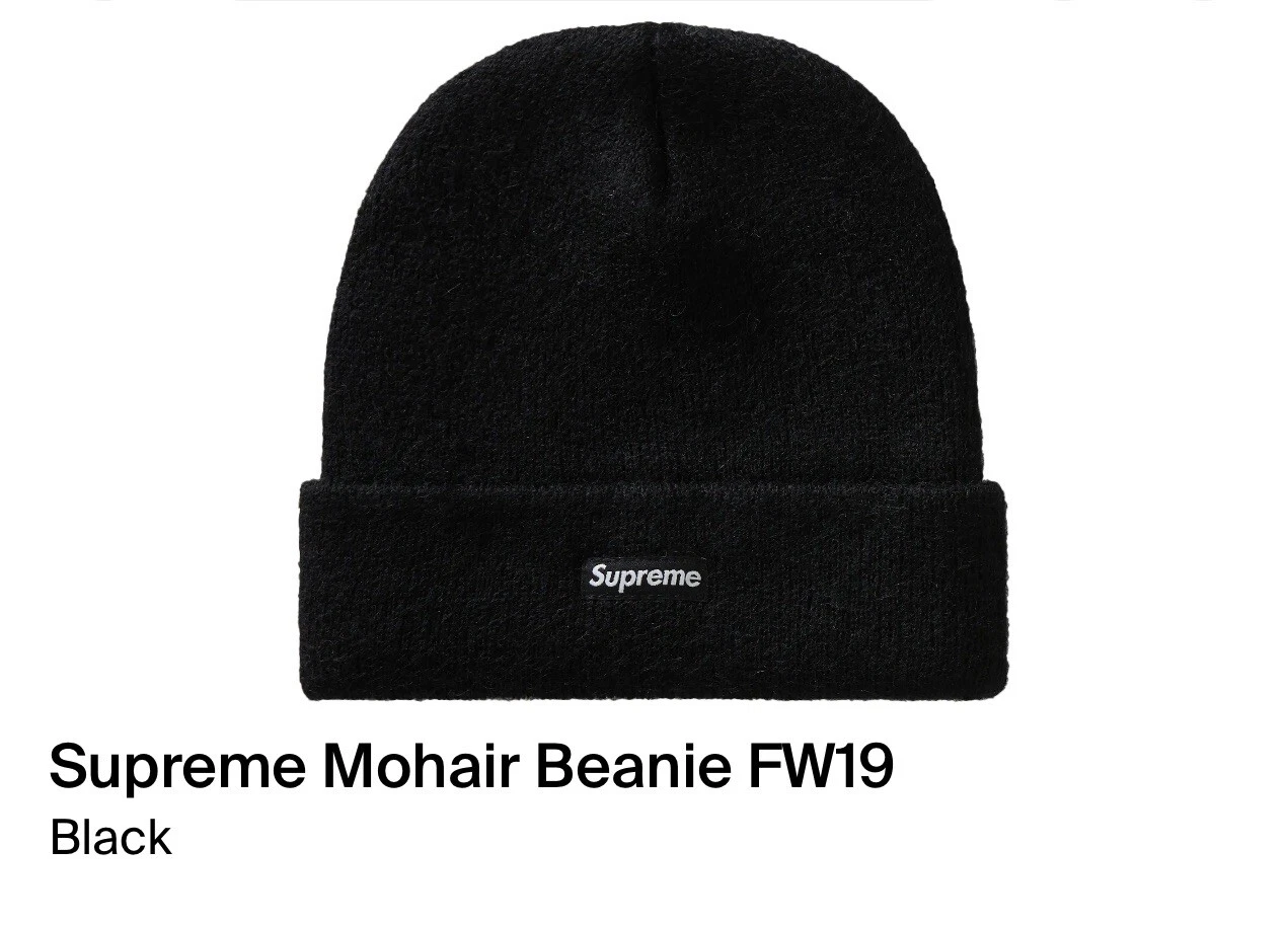 Bonnet mohair Supreme noir FW19