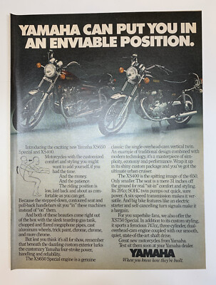 1978 Yamaha XS650 XS400 Special Motorcycle Print Ad Put You In Enviable Position