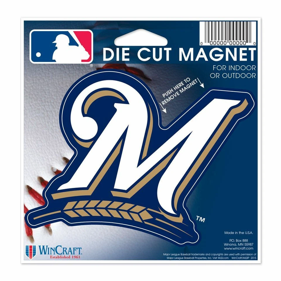 MILWAUKEE BREWERS OFFICIAL "M" LOGO SMALL & LARGE DIE CUT MAGNETS WINCRAFT 👀 - Image 2 of 2