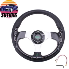 Universal 13" 320mm Black Steering Wheel Drifting Racing Sport Lightweight +Horn