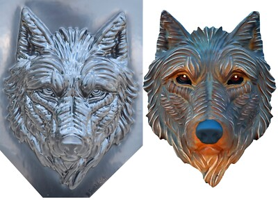 #ad Mold Wolf 2D DIY Plaque Concrete Plaster Mould Form Wolf Face D88 $29.95