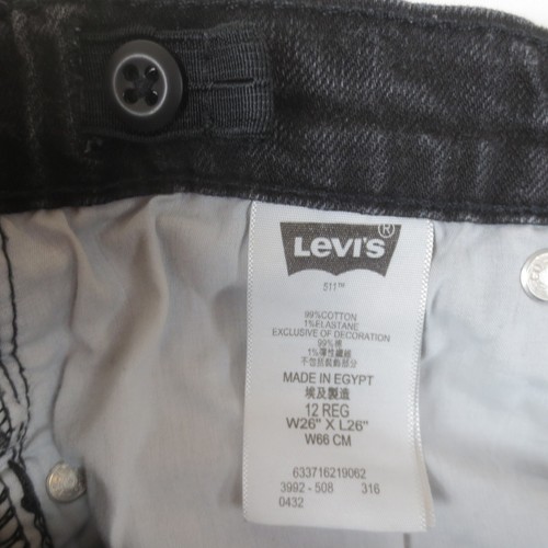 Levis 511 Jeans Youth Boys 12 (26x26) Black Slim Straight Adjustable Waist Denim - Picture 10 of 16