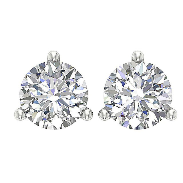 Martini Set Solitaire Stud Earrings Genuine Diamond I1 G 1.10 Ct 14K