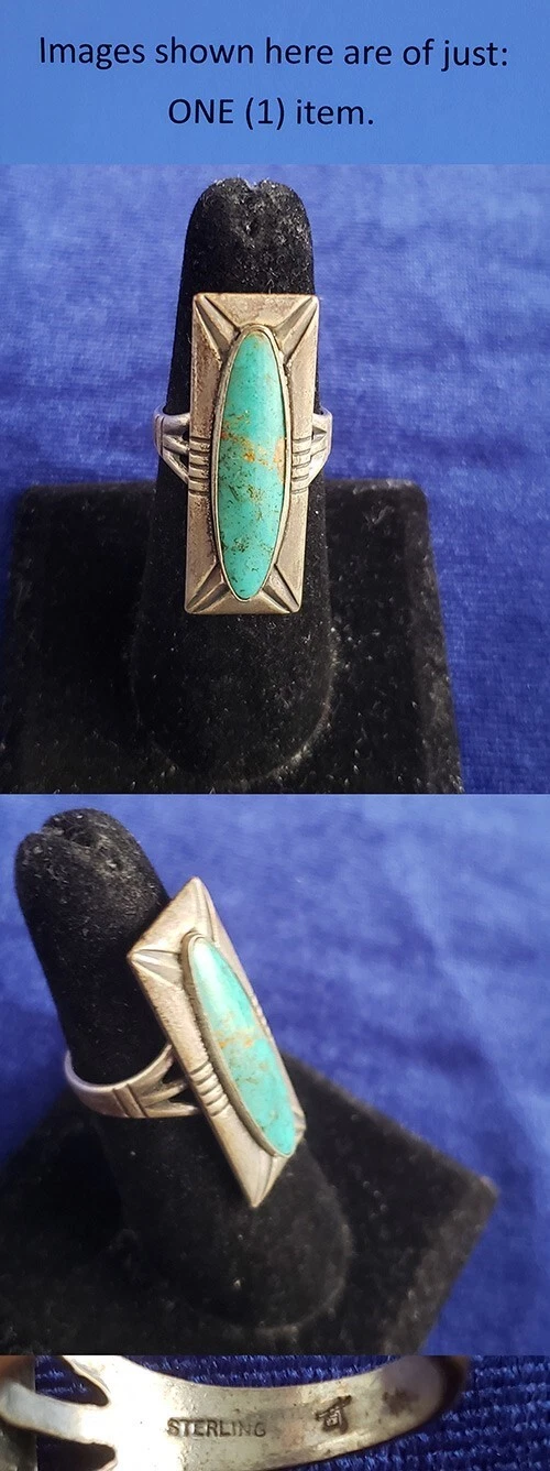 Native Indian Bell Trading Post Sterling Silver Turquoise Size 7.25 Ring 25ri844