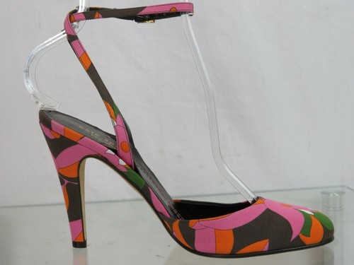 NEW KATE SPADE MULTI FLORAL CANVAS BUCKLE ANKLE STRAP SANDALS PUMPS 7 ITALY - Picture 11 of 12