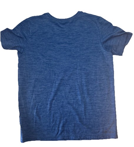 Adidas Boys Youth Performance Tee Shirt Blue Logo Large YL EUC Short Sleeves - Picture 2 of 3
