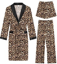 SWOMOG Men's 3 Pcs Robe Silk Satin Kimono Bathrobe with Shorts Pants Set Ligh...