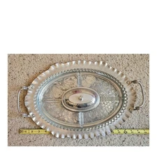 Vintage Silver Plated Serving Tray Fruit Floral Divided Relish Server Dish