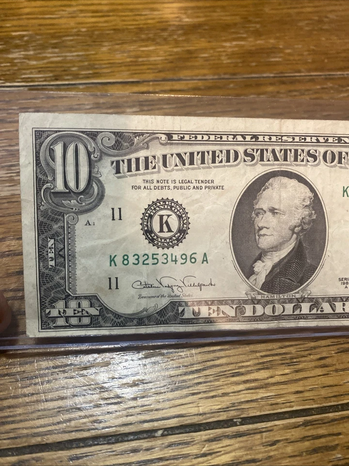 $10 Dollar Bill Note Dallas 1988A  K 83253496 - Image 3 of 4
