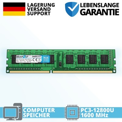 8GB DDR3 RAM DIMM UDIMM - PC3-12800U 2Rx8 - 1600 MHz 1.5V Arbeitsspeicher CL11