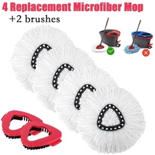 Replacement Microfiber Mop Head For 1Tank Spin Mop Easy Wring Spin, with 2 Brush