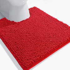 Red Soft Cozy Plush Chenille Contour Bath Mat Bathroom Rug - 20" x 20"