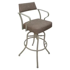 Carolina Swivel Tilt Counter 26" Metal Bar Stool -Basin Beige Fabric-Beige Frame