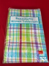 VTG Razzamataz Woven Plaid Multicolor Decorative Tablecloth 60x84 Oblong