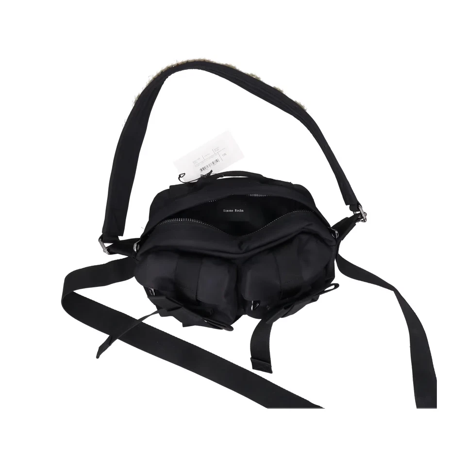 SIMONE ROCHA Women Crossbody Bag Nylon Bow Detail Beaded Strap Black OS RRP 545 - image 4 of 4