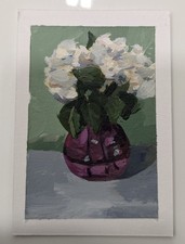 Dallas Garverick ACEO, Original Acrylic Painting Art Card, Hydrangea Flowers