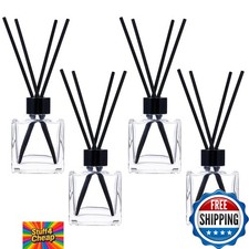 150ml Huayi Glass Diffuser Bottles with Black Caps  Reeds - Set of 4