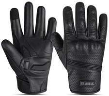 Motorradhandschuhe Racing Biker Gloves Echtleder 100% Cowhide Leather Schwarz