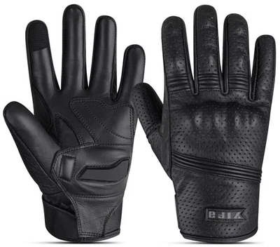 Motorradhandschuhe Racing Biker Gloves Echtleder 100% Cowhide Leather Schwarz - Bild 1 von 4