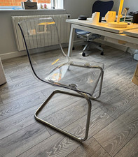IKEA Tobias Clear Acrylic Armless Dining Chair Metal Cantilever Frame