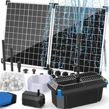 Solar Fountain Pump with Pond Filter Kit, 40W Panel Solar Pond Pump with Pond...