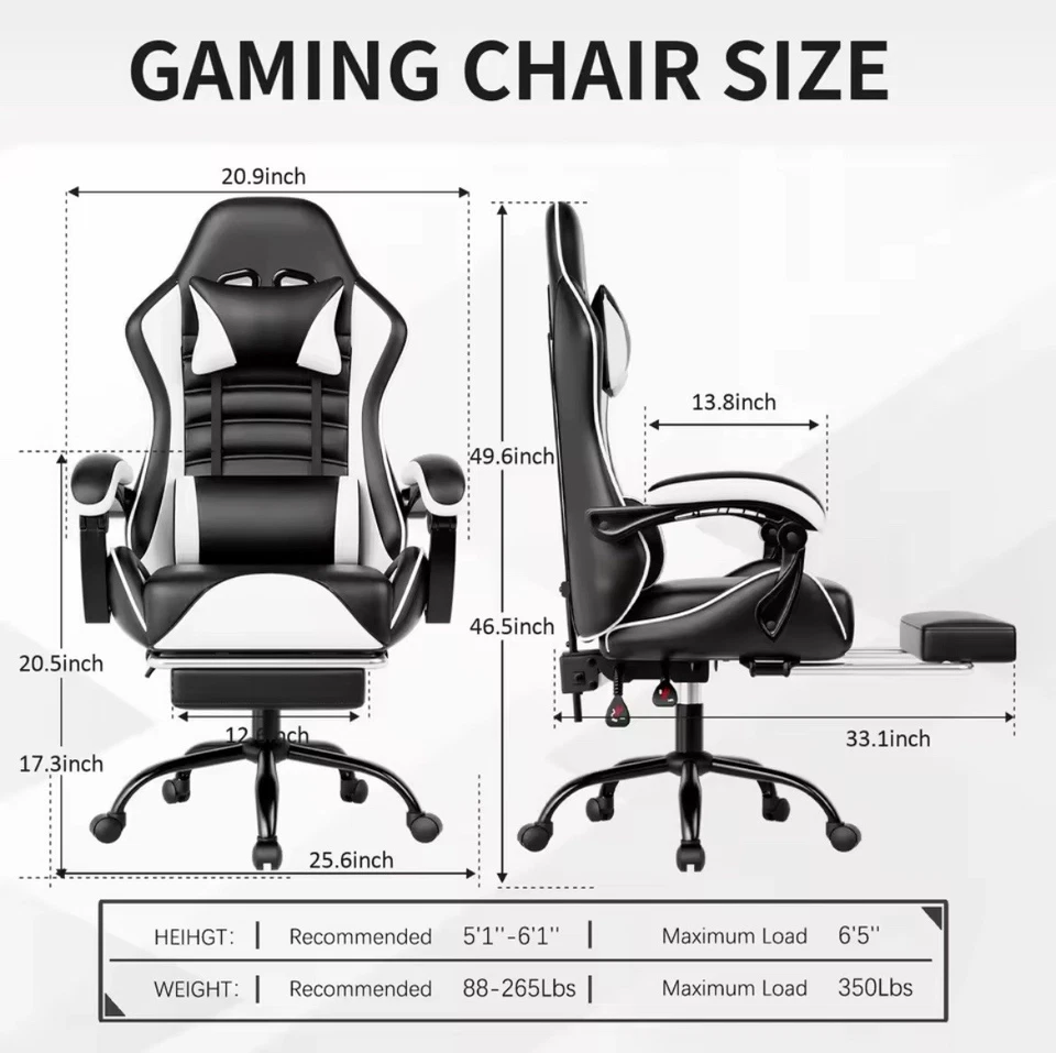 Ergonomic Gaming Chair & Office  w/ Lumbar Support & Adjustable Armrests US SLR - Image 3 of 4
