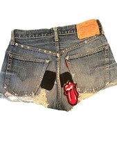 Vintage Levis Big E Selvedge Distressed Denim Shorts W/Stones Patch sz28