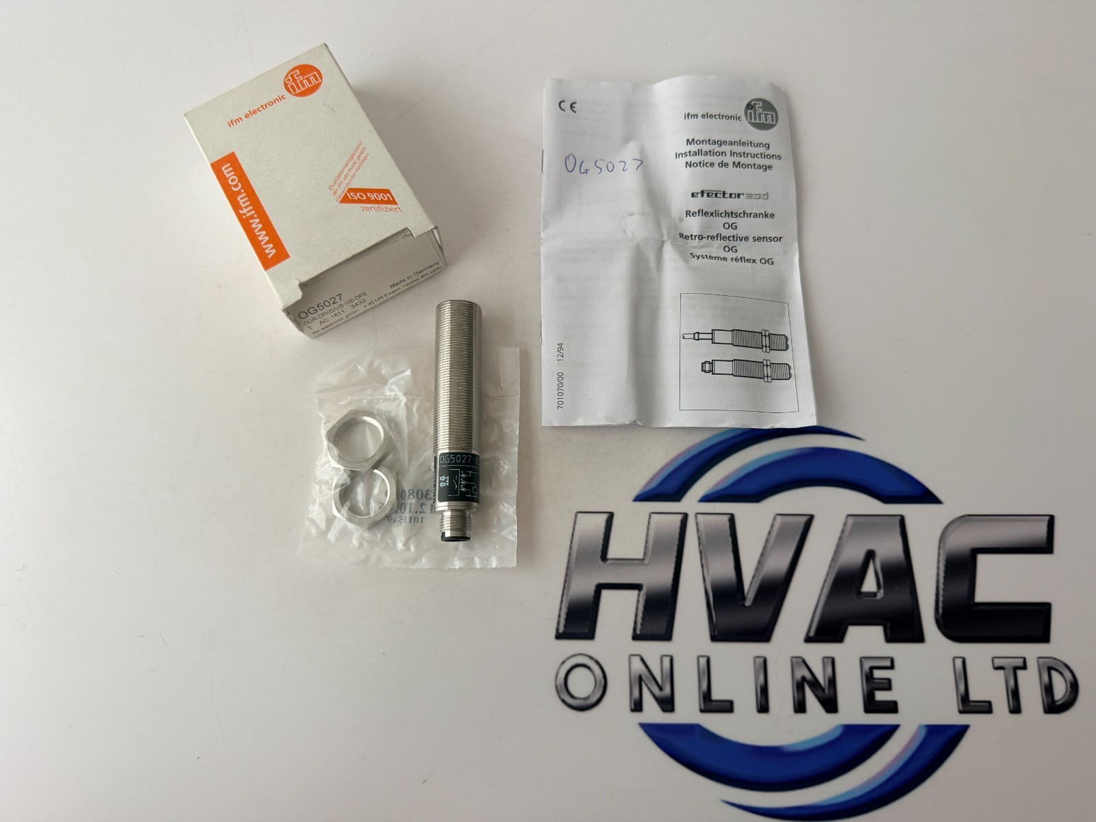 IFM electronic OG5027 Retro-Reflective Photoelectric Sensor M18 PNP Dark-ON🆕