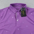 Nike Polo Shirt Mens Medium Purple Dri Fit Golf Performance Stretch Printed