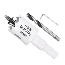 Bi-Metal Hole Saw Kit 24mm (61/64"), M42 High Speed Steel Hole Cutter, White