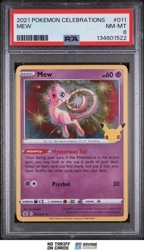 2021 Pokemon Celebrations 25th Anniversary Holo Mew PSA 8 #011/025