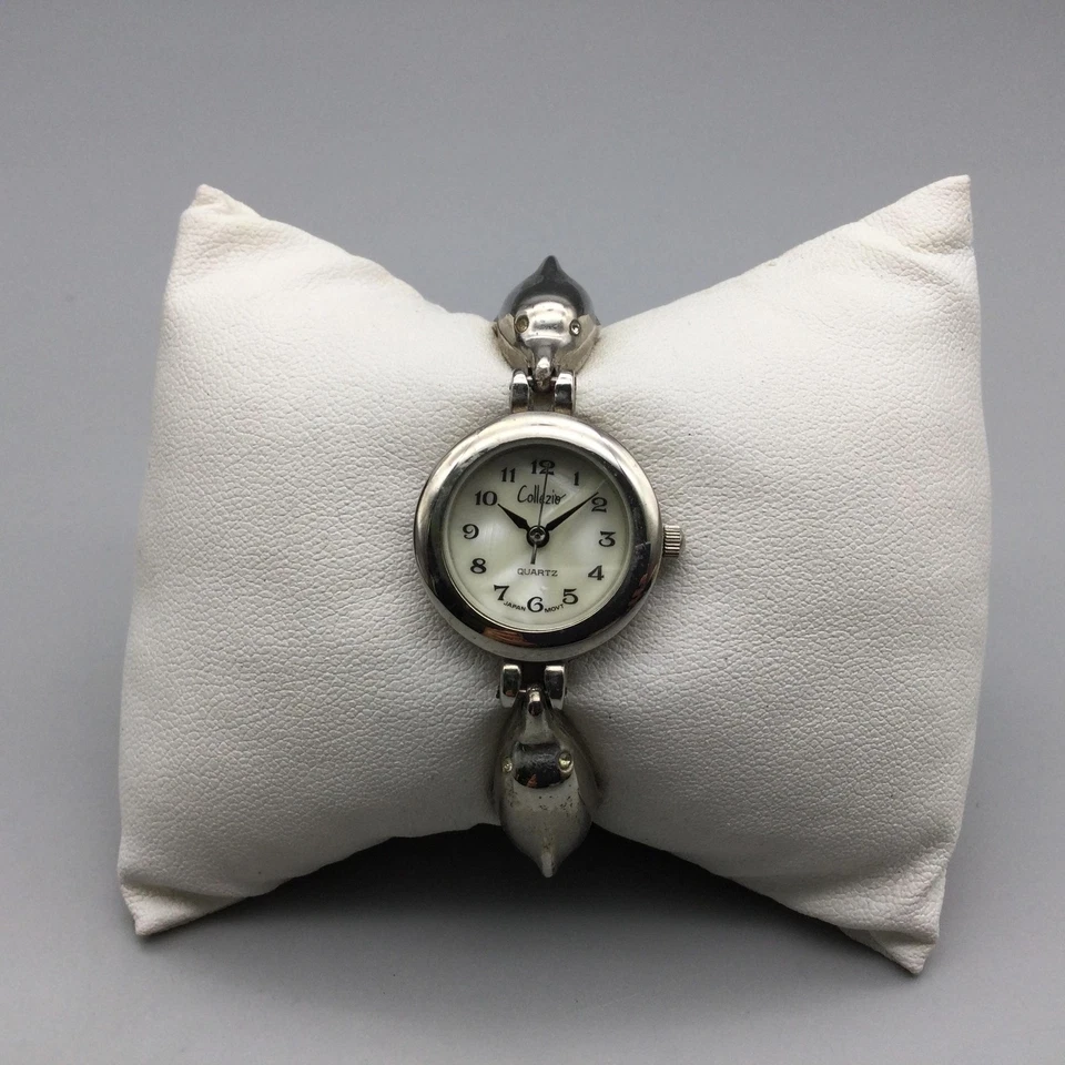 Collezio Womens Bracelet Watch 22mm Silver Tone Dolphin Band New Battery 5.5" - Image 2 of 4