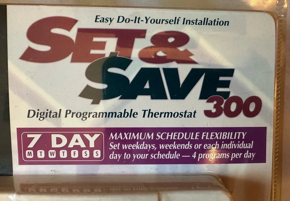 HUNTER Set & Save 300 7-Day Digital Programmable Thermostat White 44300A NIP New - Image 4 of 4