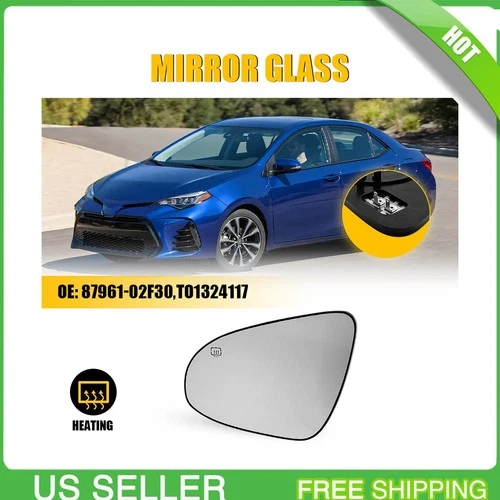 Driver Side Mirror Glass For 2014-2019 Toyota Corolla Power Heated Replacement