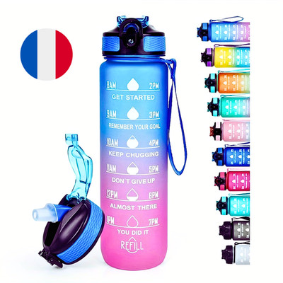 Sport Wasserflasche mit Strohhalm 1L