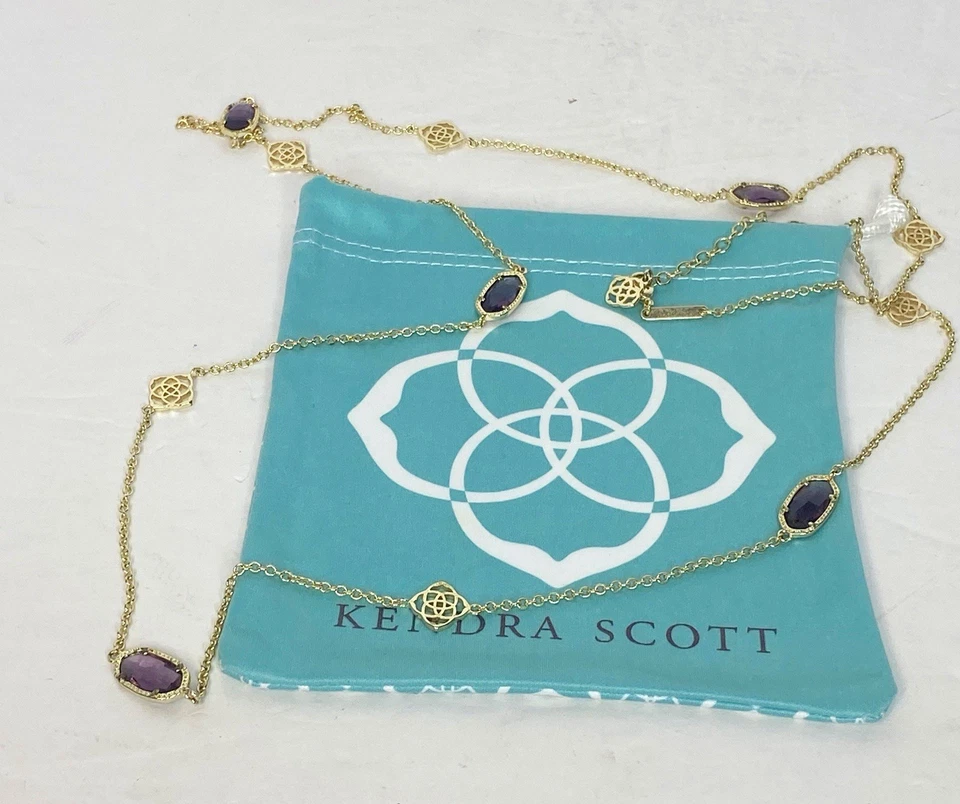 Collar largo Kendra Scott Kellie Gold Station en púrpura Foto 3 de 4