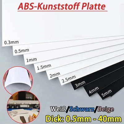 ABS Kunststoffplatte Plastik Flach Platte DIY Modell 0.5/0.8/1/1.5 - 40mm Dicke - Bild 1 von 4