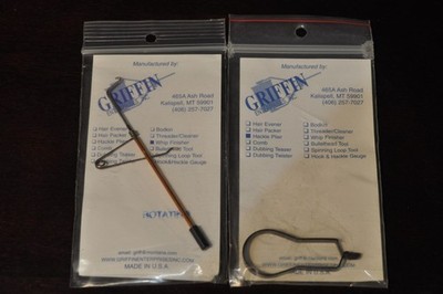 Griffin Rotating Whip Finisher & Hackle Plier Fly Tying Tools Made in USA Lot