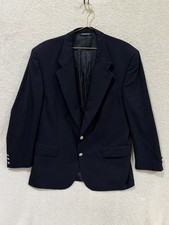 Vintage Burberry Single Breasted Blazer Navy Gold Button Super 100s Wool