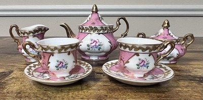 NORITAKE A SEVRE Decor Pink Rose Porcelain Miniature Tea Set 9pcs