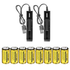 8x CR123A 2800mAh Rechargeable Batteries 16340 Battery 3.7V Lithium with Charger