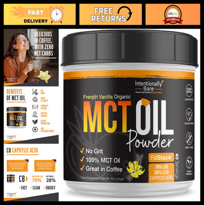 MCT Oil Powder French Vanilla - Keto Coffee Creamer, Energy & Metabolism Boost -