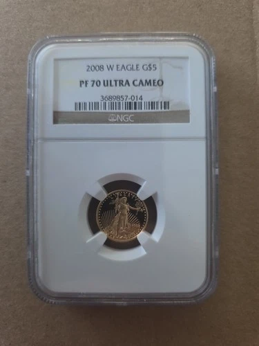 2008-W $5 GOLD EAGLE 1/10 Oz. G$5 NGC PF70 PF-70 PROOF PR70 CAMEO SCARCE !