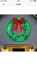 36" Large Prelit Christmas Wreath Lighted Xmas Holiday Decor with 125 LED VIP