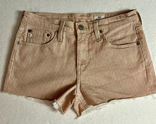 AG Adriano Goldschmied Brynn Striped Stretch Denim Cut-Off Shorts Size 26