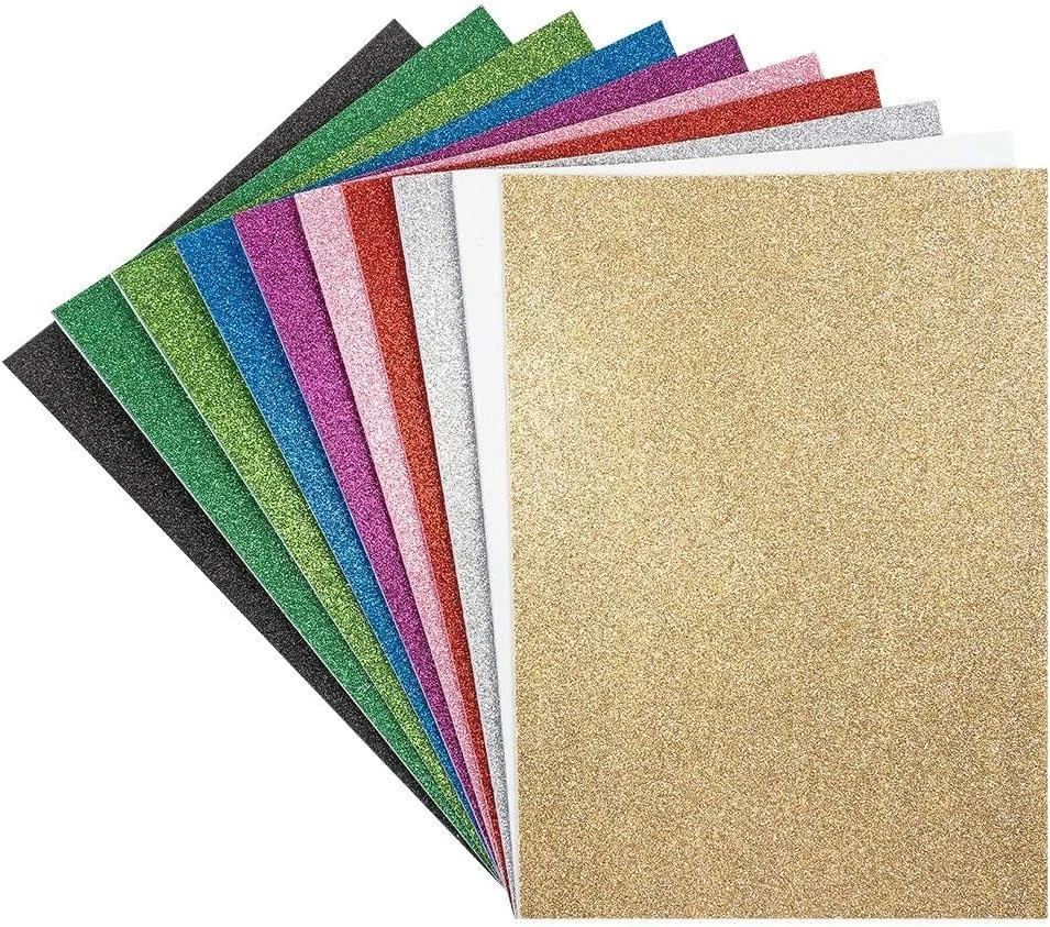 Moosgummi-Platten mit Glitzer | selbstklebend | DIN A4 | 2mm | 10 Bogen | Bastel