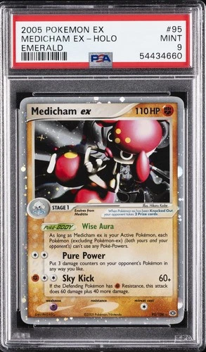 2005 POKEMON EX EMERALD #95 MEDICHAM EX-HOLO PSA 9