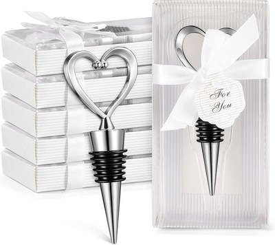 Ferraycle 30 Pcs Heart Wine Stoppers Wedding Bridal Shower Favor for Silver 