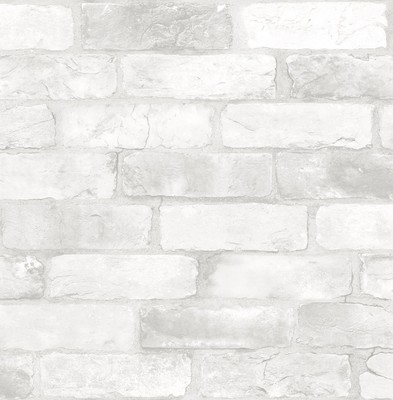 NU2218 Loft Brick Peel Stick Wallpaper, White & Off-White